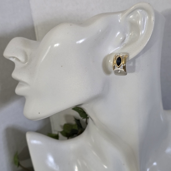 Vintage Gold Half Hoop Earrings - Picture 9 of 10